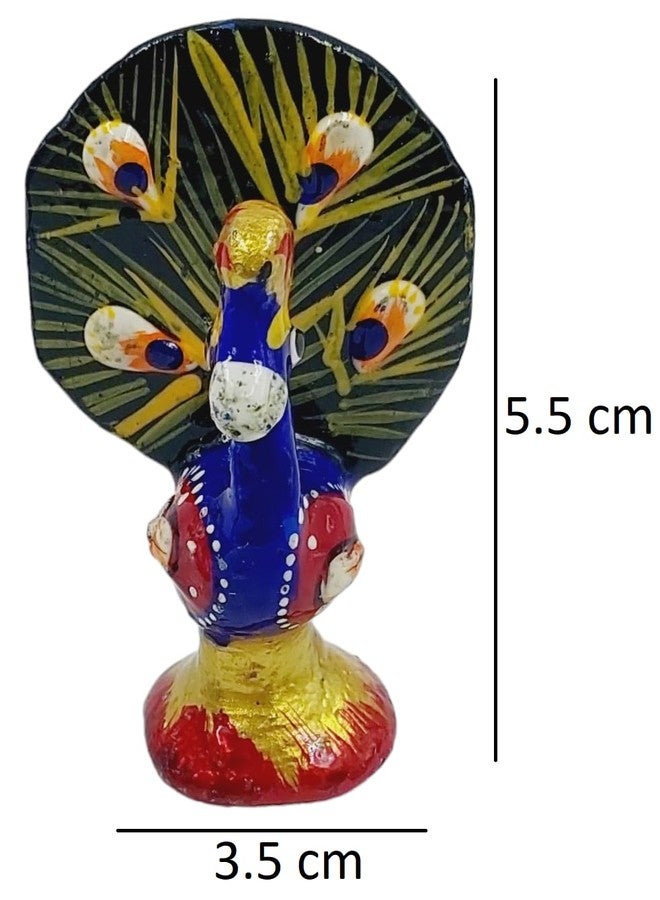 Snabs Beautiful Miniature Peacock Showpiece for Mandir Pooja Room Laddo Gopal/Kanha ji ke Khilone Idol, Statue, Decorative Item, Set of 2 - Image 3